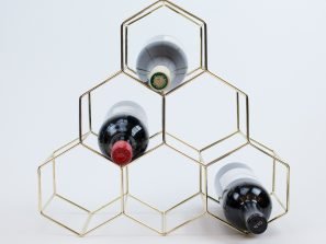 Mid-Century Modern Gold Metal Wine Rack